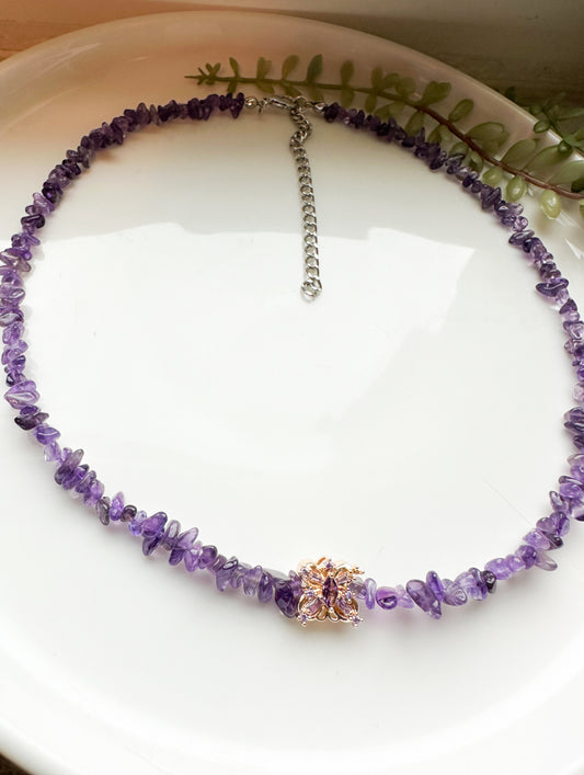 Amethyst Butterfly Necklace