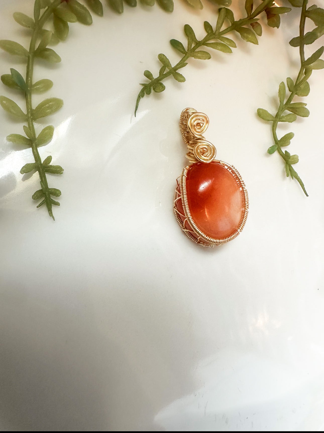 Carnelian Wire Wrap Necklace