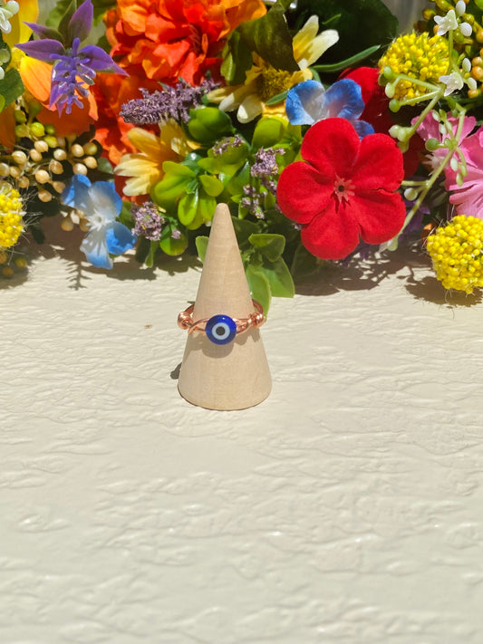 Dark Blue Evil Eye Ring