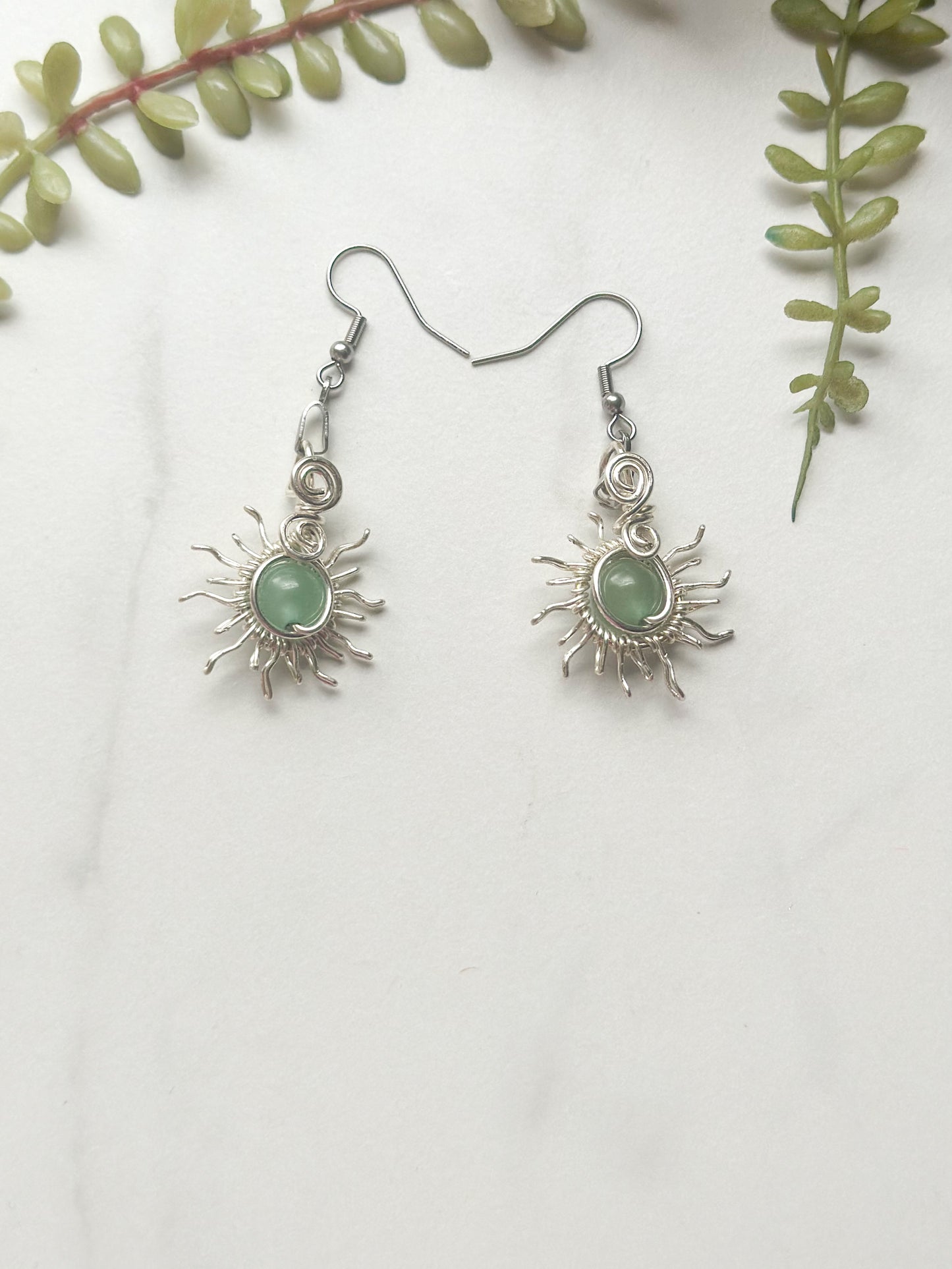 Green Aventurine Sun 🌞 Earrings