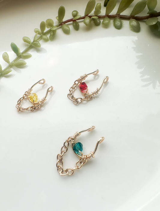 Faux Beaded Dangling Nose Cuff