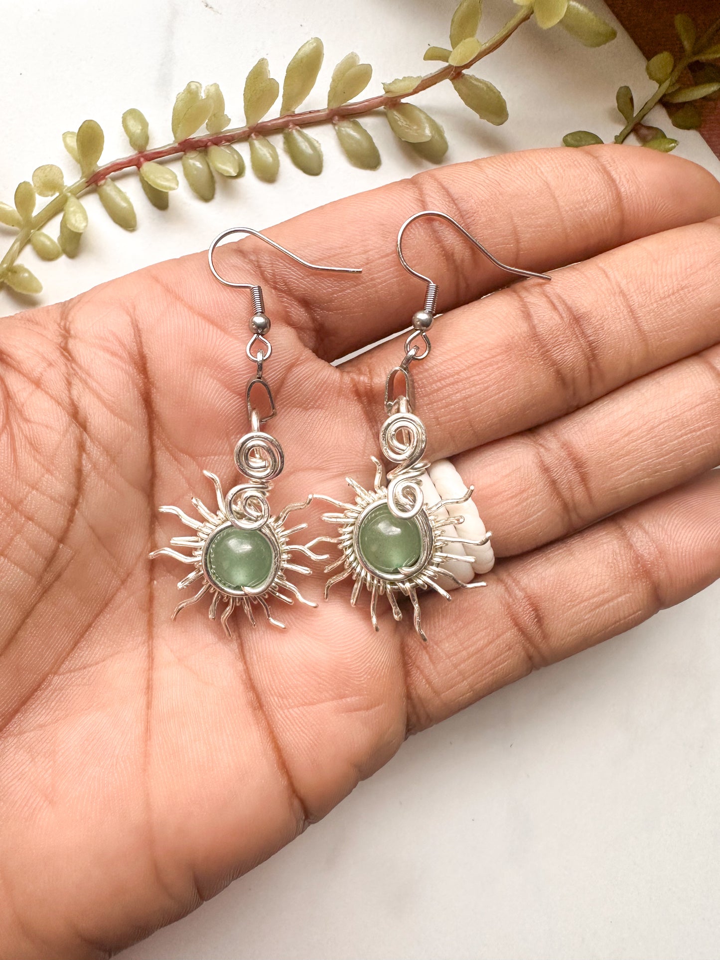 Green Aventurine Sun 🌞 Earrings