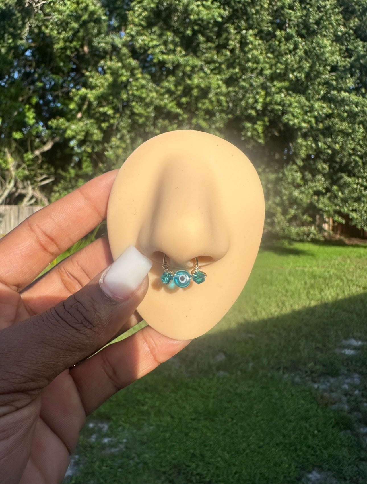 Beaded Evil Eye Pierced Septum Nose Ring