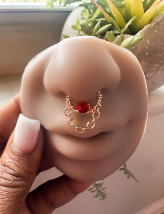 Faux Beaded Dangling Nose Cuff