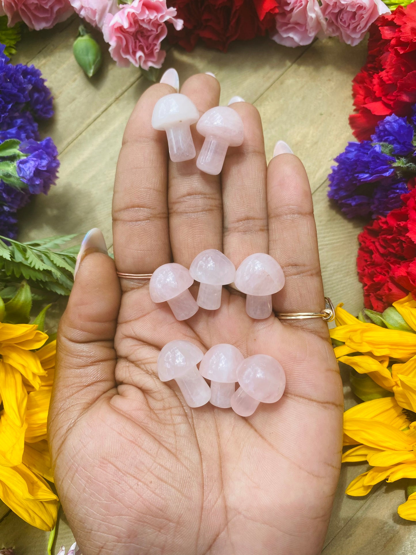 Rose Quartz Mushrooms