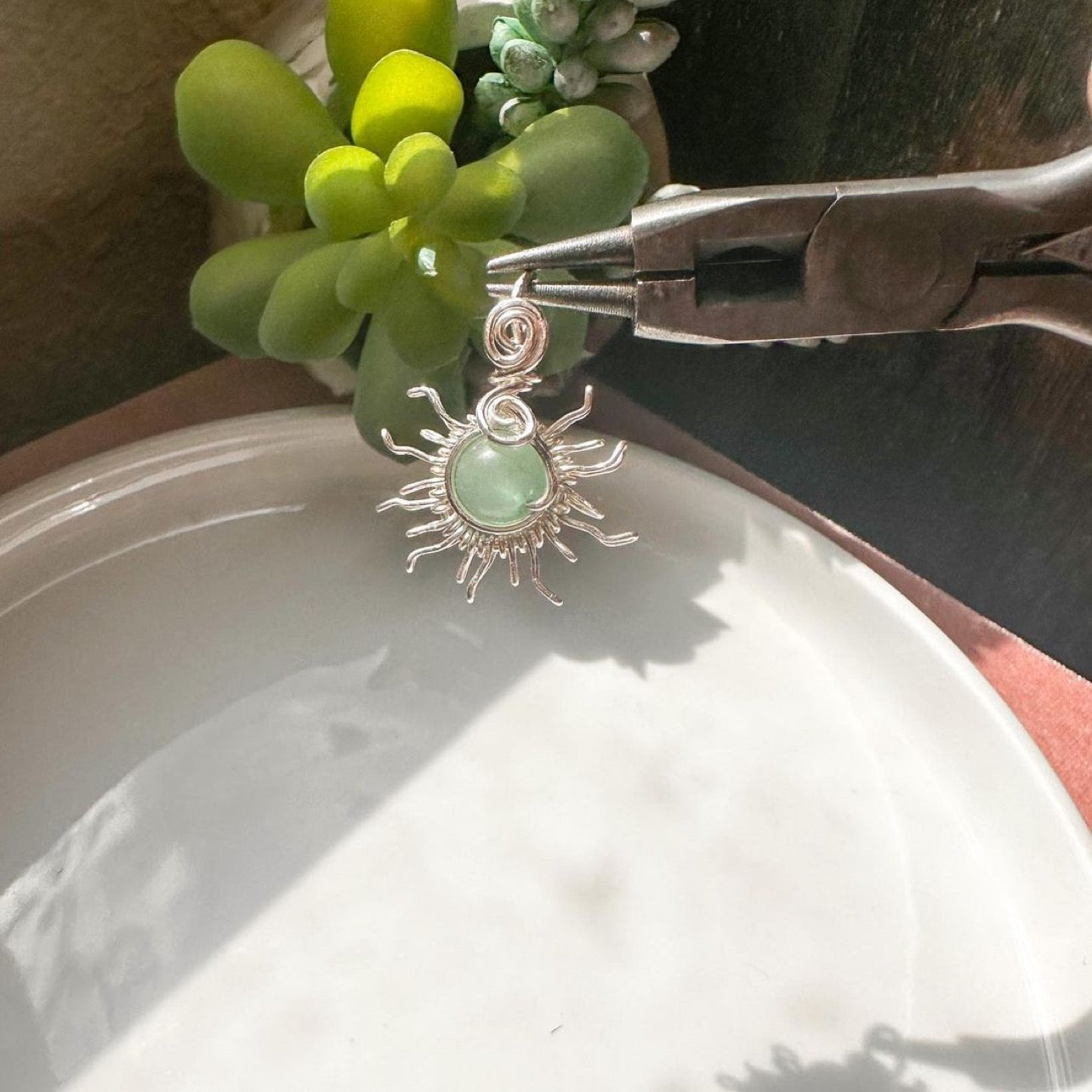 Green Aventurine Sun Pendant